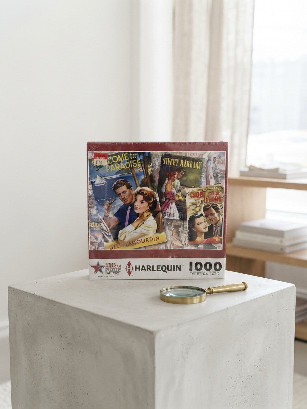 1000-Piece Harlequin Romance Book Cover depicted Puzzle - Red Box